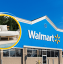 Collage of Walmart storefront and a outdoor furniture product
