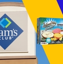 Sam's Club storefront with box of sorbet