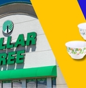 Dollar Tree storefront and melamine serving bowls