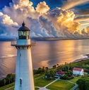 lighthouse and clouds in gulfport mississippi