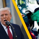 Donald Trump and a gas pump