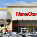 Collage of HomeGoods storefront a nightlamp product