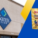 Sam's Club storefront and yogurt coated blueberries