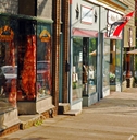 Boutique shops lining a small downtown street