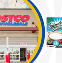 Collage of Costco storefront and a sorbet product