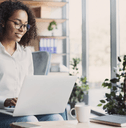 Young professional woman on laptop
