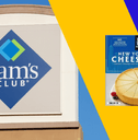 Collage of Sam's Club and a cheesecake product