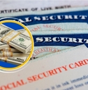 Social Security cards with stack of cash