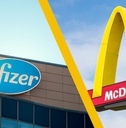 Pfizer building and McDonald's sign