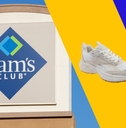Sam's Club sign with sneakers