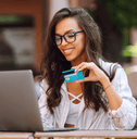 Young woman paying for an online shopping order