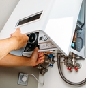 Hand opening electric panel on the wall
