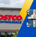 Collage of Costco storefront and a Halloween themed blanket pack of 2 product