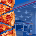 A pizza and gas station