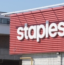 sign on the exterior of Staples