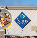 Collage of Sam's Club storefront and a charcuterie board product