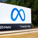 META sign next to the Headquarters Corporate office building.