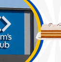 Collage of Sam's Club storefront and a pumpkin spice cake product