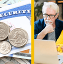 social security card and elderly couple