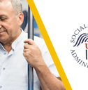 60 year old man looking at phone and social security administration