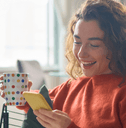 Woman checking banking account on phone