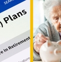 401k plan and elderly woman counting change
