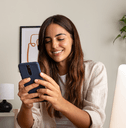 Woman checking CD rates on phone