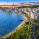 Honolulu skyline with ocean front