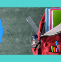 Back to school supplies and a fist of money