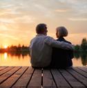 romantic holiday senior loving sunset