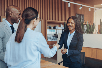 Couple checking in at hotel