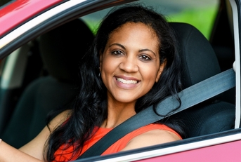 woman in car