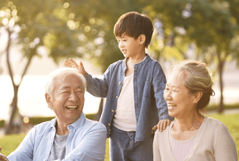Happy grandparents with grandchild