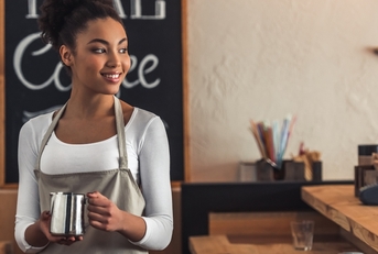Barista making coffee