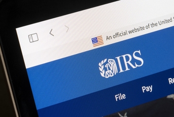 IRS logo is seen on the Internal Revenue Service (IRS) website