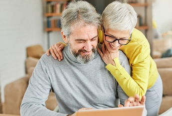 Senior couple happy laptop computer