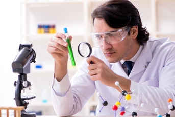 Physicist working in lab