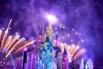 Euro Disney&#x27;s Disney Castle at night