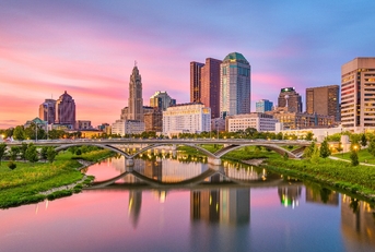 Columbus Ohio USA skyline on the river