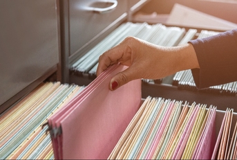 Important documents in files placed in the filing cabinet