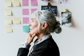 senior businesswoman brainstorming