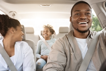 happy family in a car