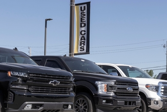 Trucks on a used car lot