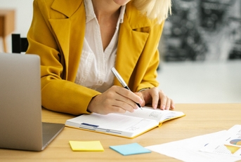 Woman planning working schedule