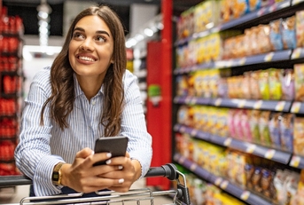 woman shopping in a grocery store supermarket