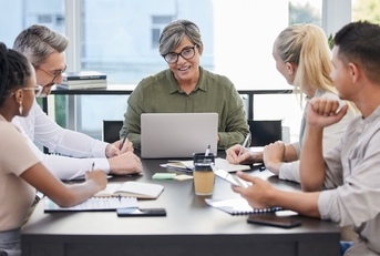 team of business people having a meeting