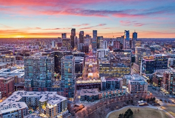 Denver Colorado USA drone aerial skyline