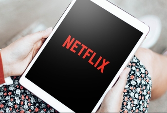 iPad showing Netflix logo on the screen