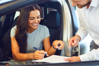 Woman buying car