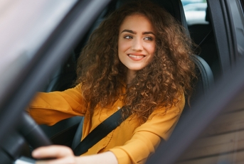 Woman driving a car